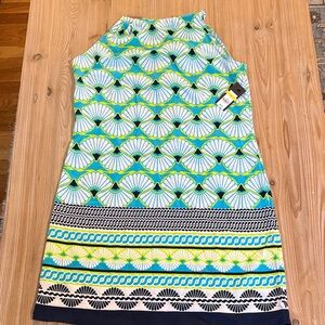 Crown & Ivy Blue and Green Patterned Dress